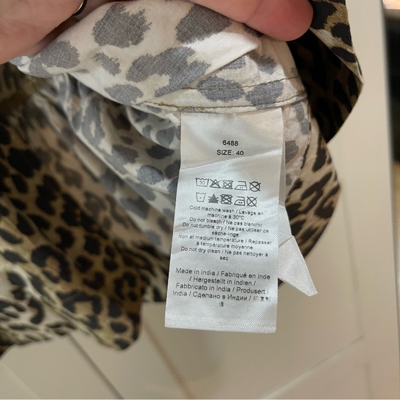 FLASH SALE🔥 NEW! GANNI Leopard Cotton Poplin Peplum Tie Blouse - Size 40 (M) - Picture 10 of 11